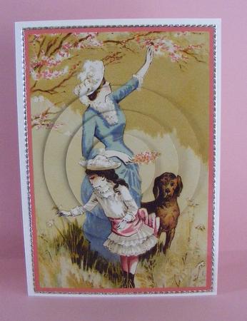 Vintage Lady Picking Flowers Circle Pyramid by Diana Holmes