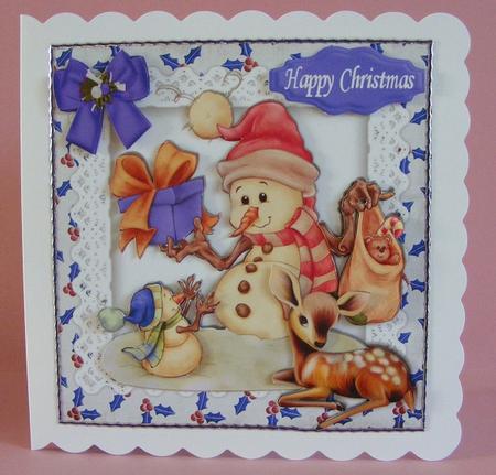 Lovely Snowman with Son and Little Deer 8x8 Mini Kit by Diana Holmes