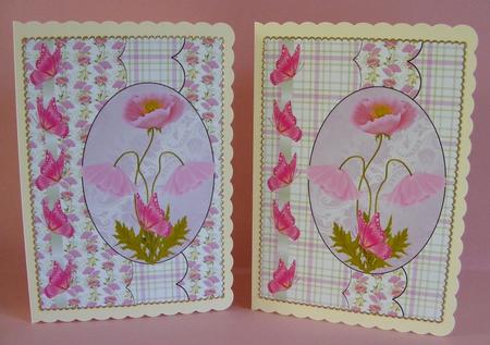 2 Pink Poppies Card Fronts by Diana Holmes