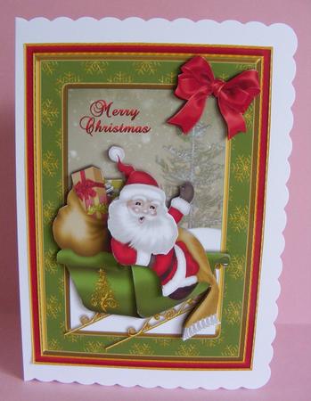 Santa and Sleigh Framed 7 x 5 Card Front by Diana Holmes