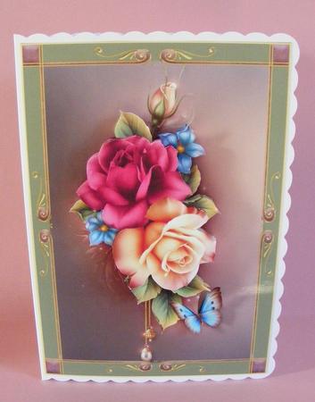 Beautiful Framed Summer Roses with Decoupage by Diana Holmes