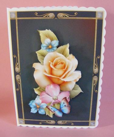 Beautiful Framed Yellow Summer Rose with Decoupage by Diana Holmes