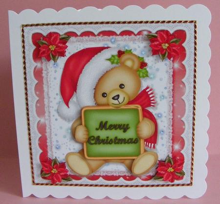 Cute Teddy Bear Holding a Sign 8x8 by Diana Holmes