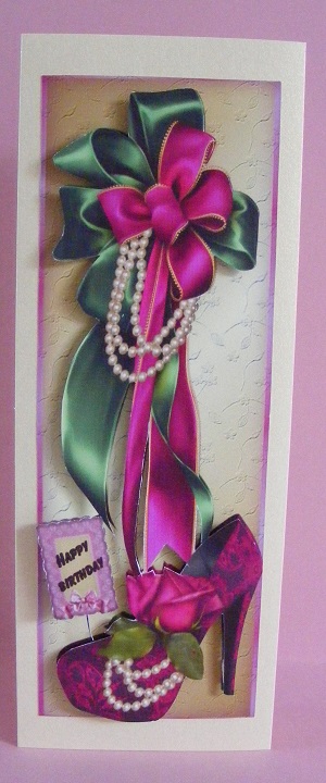 Stunning Bow with Pink Stiletto and Pearls Dl by Diana Holmes