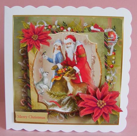 Santa with His Friends 7x7 Card with Decoupage by Diana Holmes