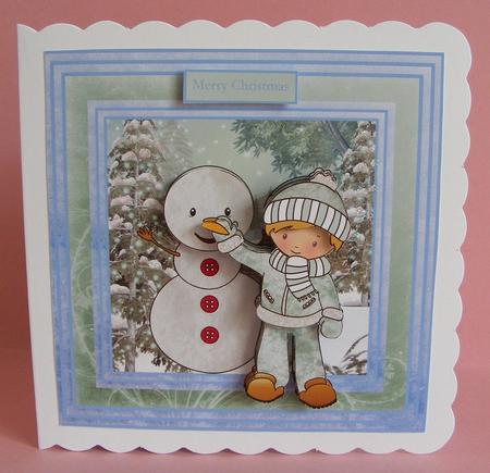 Building the Snowman 7x7 Card with Decoupage by Diana Holmes