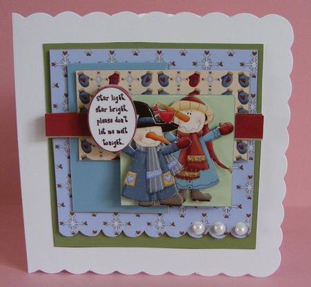 Scallop Pearl Sketch Card - Snowmen Pals by Diana Holmes