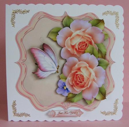 Scallop Topper Spring Roses & Butterflies by Diana Holmes
