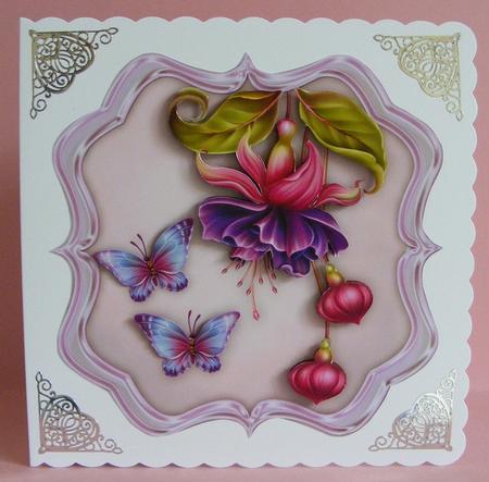 Scallop Topper, Fuchsias & Butterflies by Diana Holmes