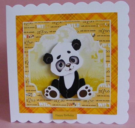 Baby Panda 7x7 Card with Decoupage by Diana Holmes
