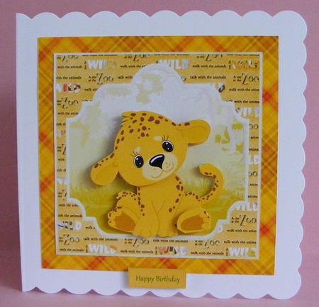 Baby Lion 7x7 Card with Decoupage by Diana Holmes