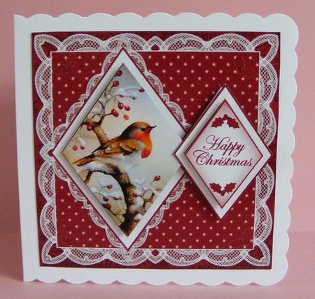 Red Robin Happy Christmas 7in Double Diamond Topper by Diana Holmes