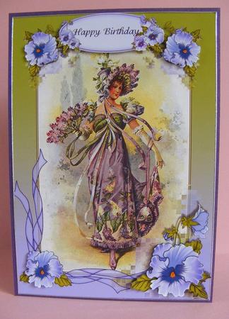 Victorian Lady Lilac Card Front Sheet by Diana Holmes