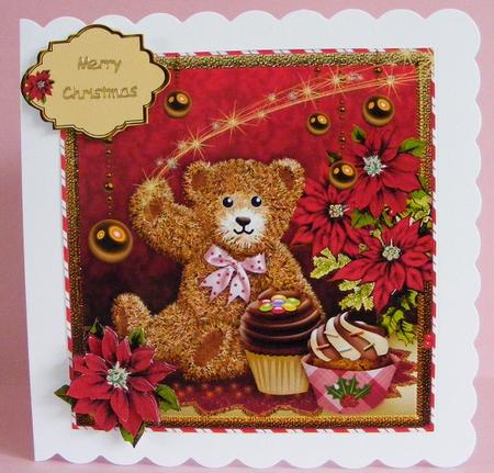 Christmas Wish Bear 8x8 Card Front by Diana Holmes