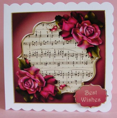 Beautiful Vibrance Roses & Sheet Music 8x8 Quick Topper by Diana Holmes
