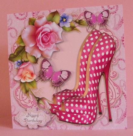 Beautiful Hot Pink Polka Dot Shoe's 8x8 by Diana Holmes