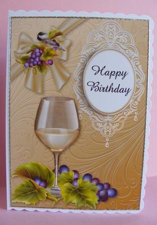 White Wine Glass & Bow - Quick Card Front by Diana Holmes