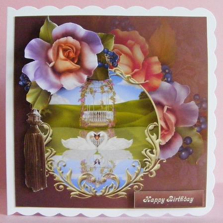 Swan Rose Lake Topper with Decoupage by Diana Holmes