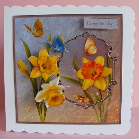Daffodils in Glory 7x7 Card with Decoupage by Diana Holmes