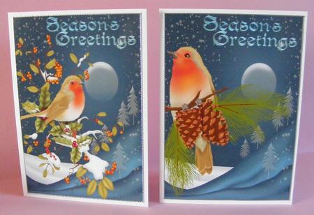 Robins on a Winters Night Toppers by Diana Holmes
