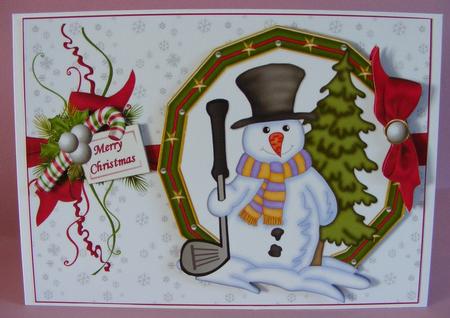 Christmas Golf Snowman Quick Card by Diana Holmes