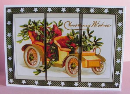Christmas Car with Mistletoe Panel Card by Diana Holmes