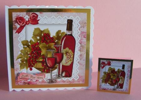 Wine and Grapes with Glasses 8x8 by Diana Holmes