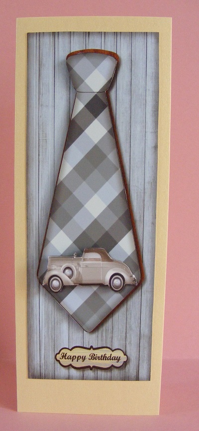 Large Dl Male Card Vintage Car Tie by Diana Holmes