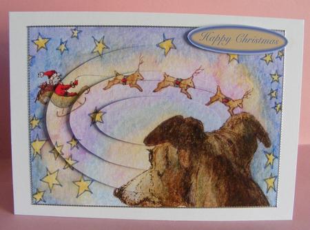 Sleigh Flight on Christmas Eve Oval Pyramid by Diana Holmes