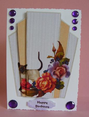 Art Deco Cat and Roses by Diana Holmes