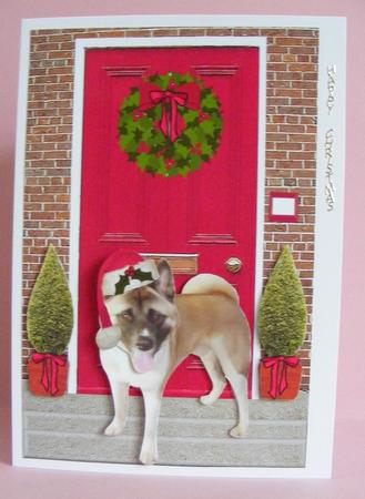 Christmas Door with Akita by Diana Holmes