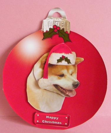 Japanese Akita Inu Christmas Bauble Decoupage by Diana Holmes