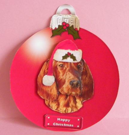 Red Setter Christmas Bauble Decoupage by Diana Holmes