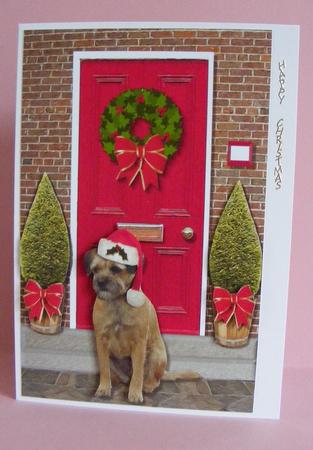 Christmas Door with Border Terrier by Diana Holmes