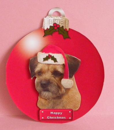 Border Terrier Christmas Bauble 3D Decoupage by Diana Holmes