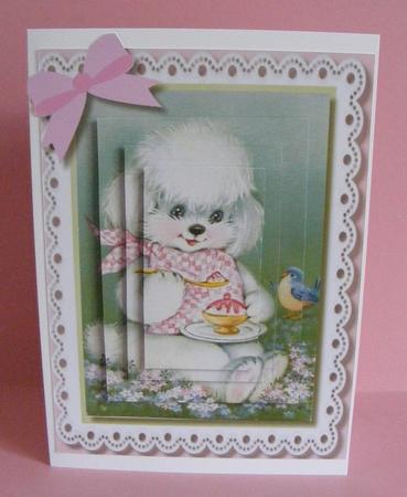 Lovely Poodle and Blue Bird ., Pyramid  by Diana Holmes