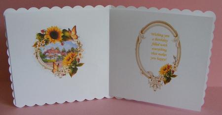 Beautiful Sunflowers with Thatched Cottage Scene Insert by Diana Holmes