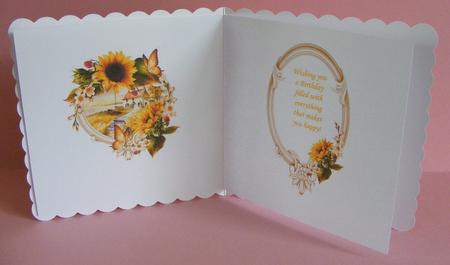 Beautiful Sunflowers with Seaside Cottage Scene Insert by Diana Holmes