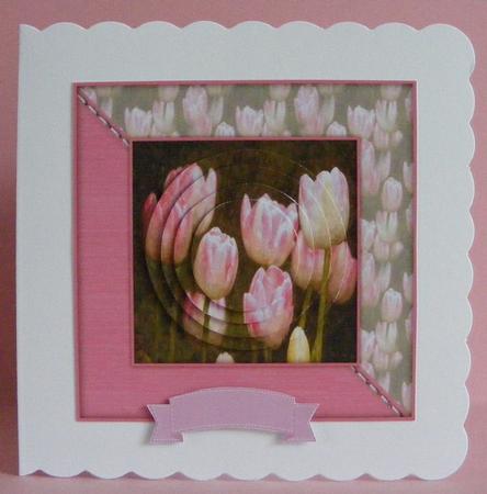 Pink Tulips Watercolour 6x6 Card Front & Decoupage by Diana Holmes