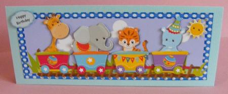 Animal Train in Blue Polka Dot Frame by Diana Holmes