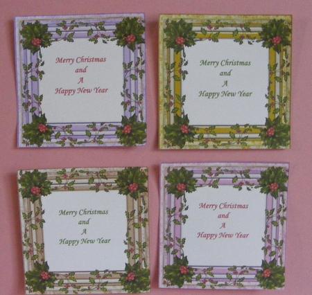 Christmas Holly, Poinsettia and Gold 4 Frames by Diana Holmes