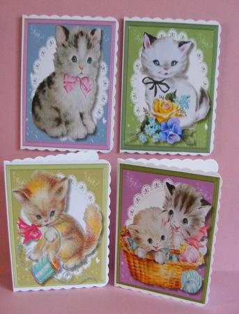 4 Lovely Notelets or Small Card . Little Kitties by Diana Holmes