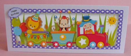 Animal Train in Purple Polka Dot Frame by Diana Holmes