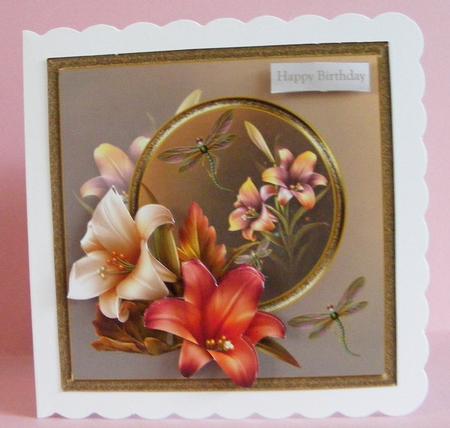 Fall Lilies 7x7 Card with Decoupage by Diana Holmes
