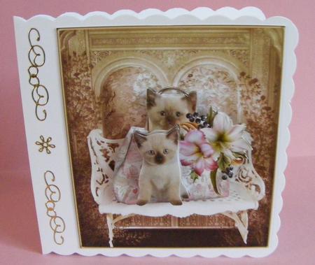 Waiting Cute Kittens Topper with Decoupage by Diana Holmes