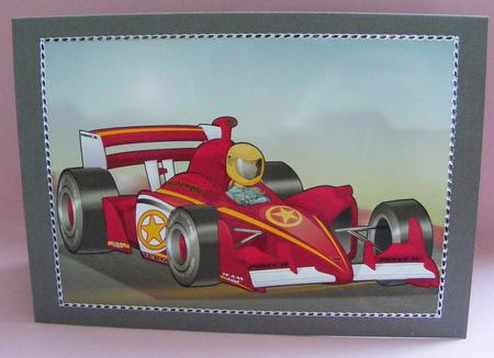 Formula 1 Racing Car Dude A4 by Diana Holmes