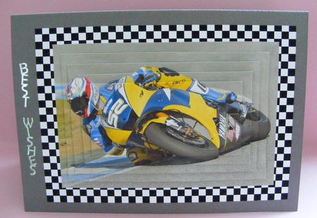Motorbike Rider 2 Pyramid Card Any Occasion by Diana Holmes