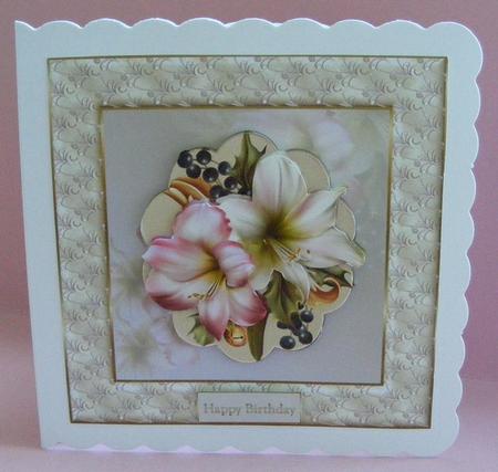 Festive Amaryllis 7x7 Card with Decoupage by Diana Holmes