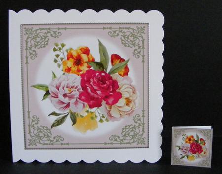 Hand Painted Floral Roses 8x8 Card Front & Embellishments by Diana Holmes