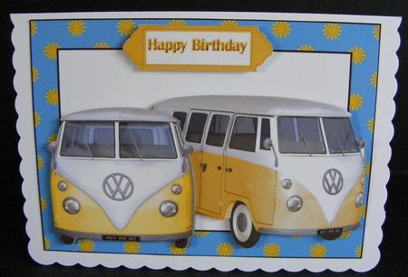 Flower Power Frame with Campervans in Yellow by Diana Holmes